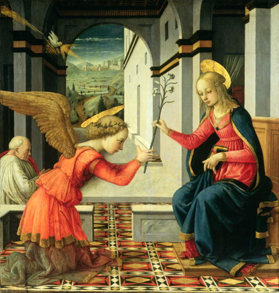 Detail of The Annunciation by Filippo (and workshop) Lippi