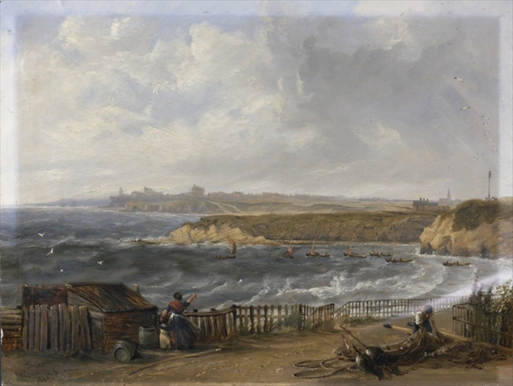 Detail of Cullercoats looking towards Tynemouth - Flood tide, 1845 by John Wilson Carmichael