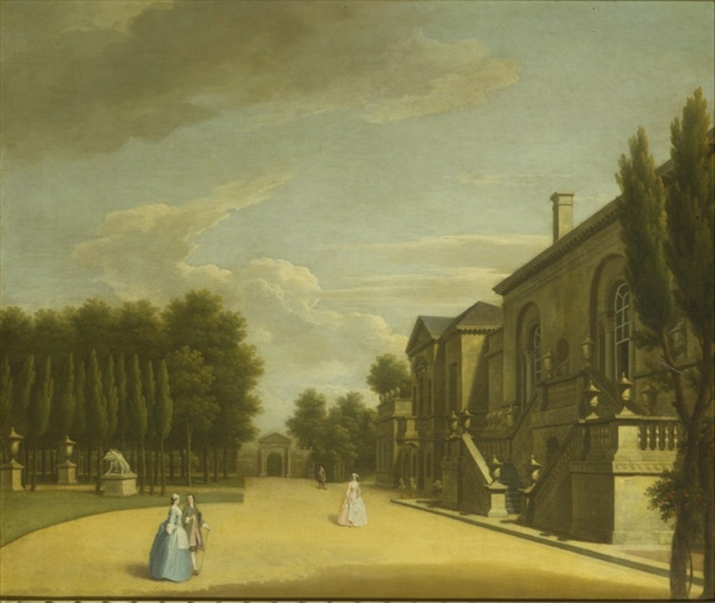 Detail of View of Chiswick Villa from the back to the Inigo Jones gate, 1742 by George Lambert