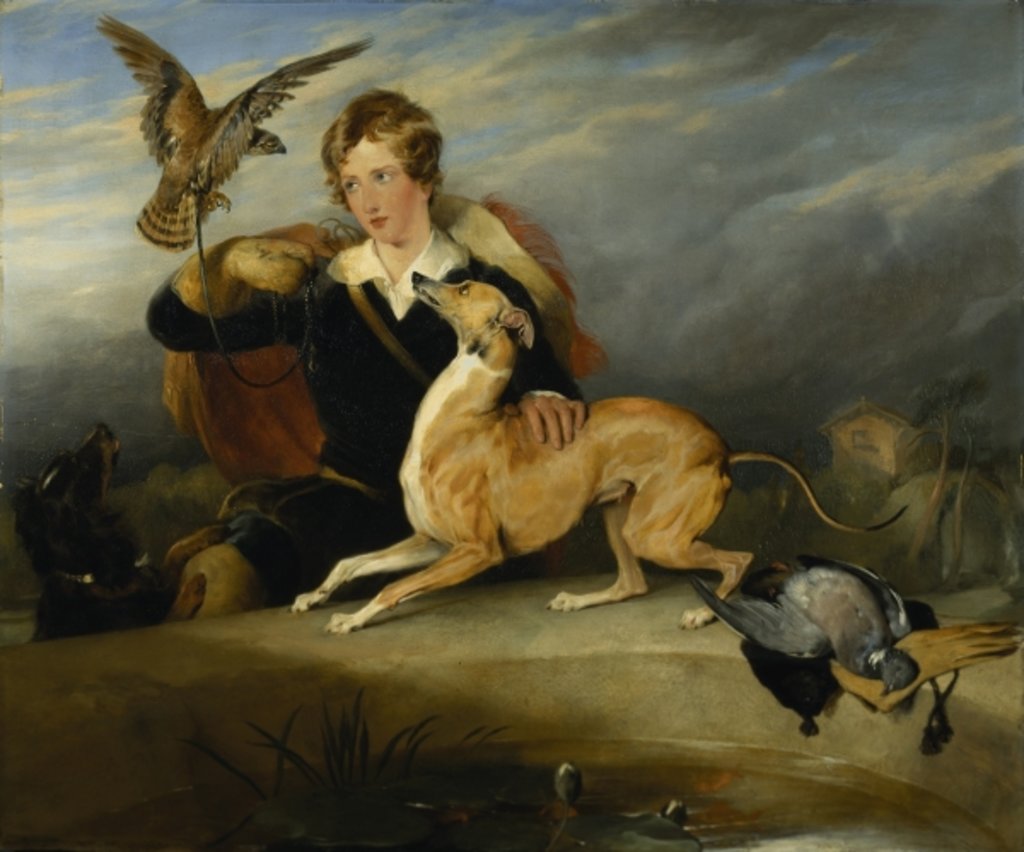 Detail of Richard Cavendish with 'Spot', the 6th Duke of Devonshire's Italian greyhound, c.1828 by Edwin Landseer
