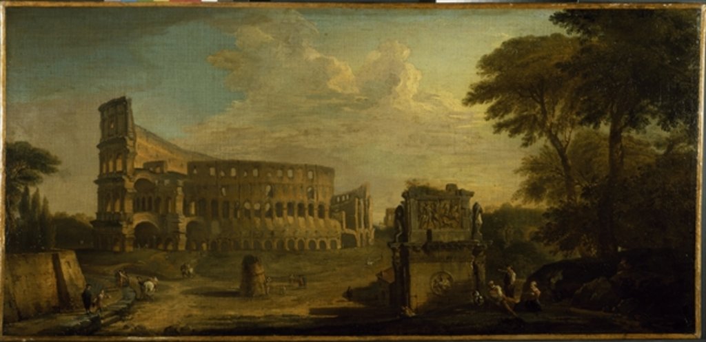 Detail of A view of the Colosseum, Rome by Giovani Paolo Panini
