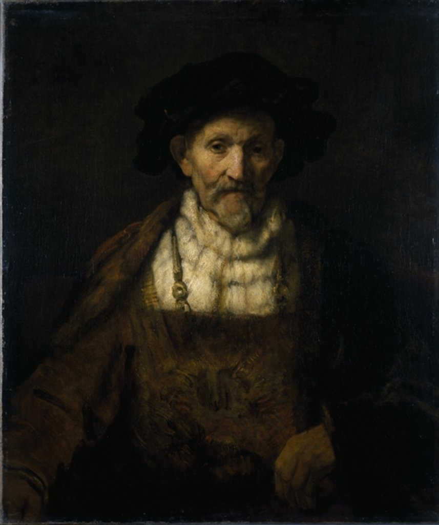 Detail of An old man in fanciful costume by Rembrandt Harmensz. van Rijn