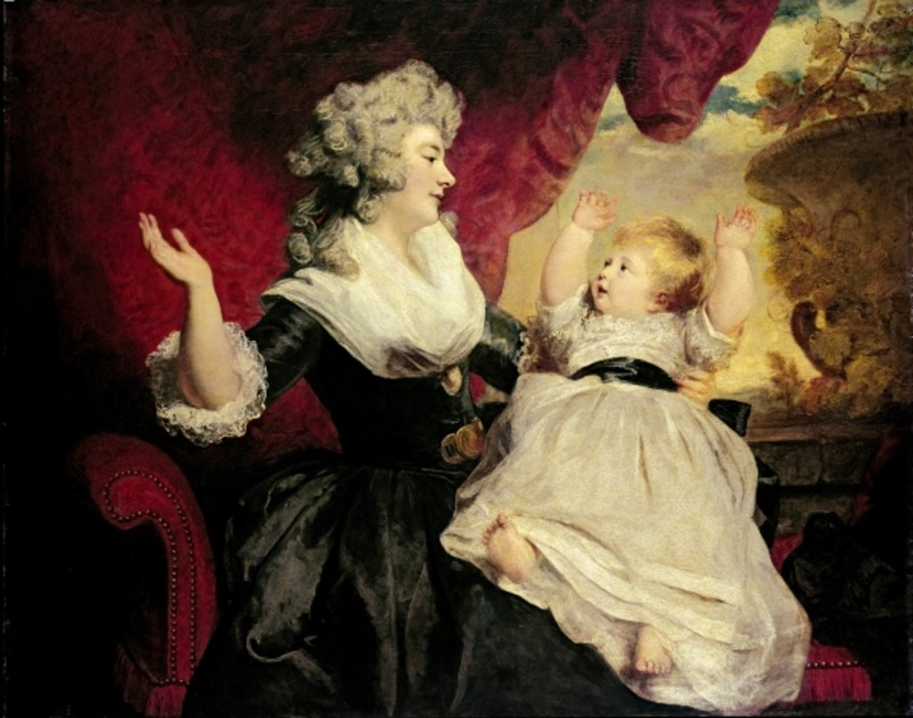 Detail of Georgiana, Duchess of Devonshire with her infant daughter Lady Georgiana Cavendish by Joshua Reynolds