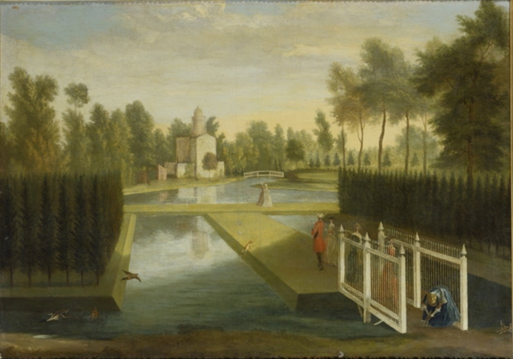 Detail of View towards the rear of the Bagnio from south of the upper river, Chiswick House by Pieter Andreas Rysbrack