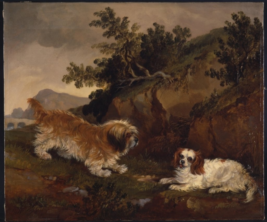 Detail of Landscape with spaniel and terrier, 1846 by William Pascoe