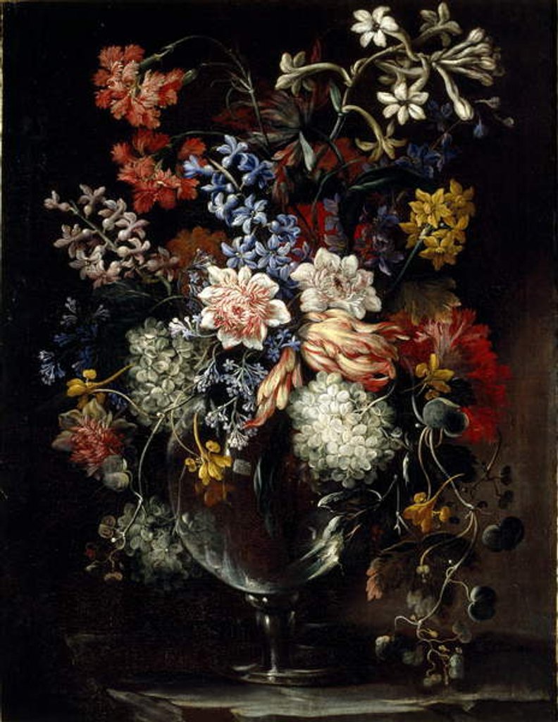 Detail of Flowers in a vase on a ledge, 17th century by Nicolas Baudesson