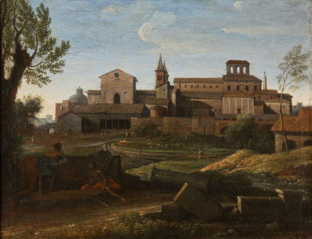 Detail of An Italianate Landscape with a view of Saint Giovanni in Laterano, c.1672-75 by Gaspard Poussin Dughet