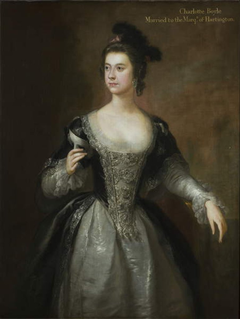 Detail of Portrait of Lady Charlotte Boyle, Baroness Clifford and Marchioness of Hartington, c.1748-56 by George Knapton