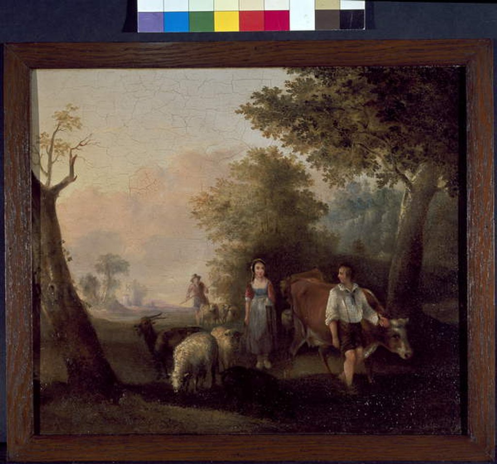 Detail of Landscape with cattle and sheep by William Snr. (follower of) Shayer