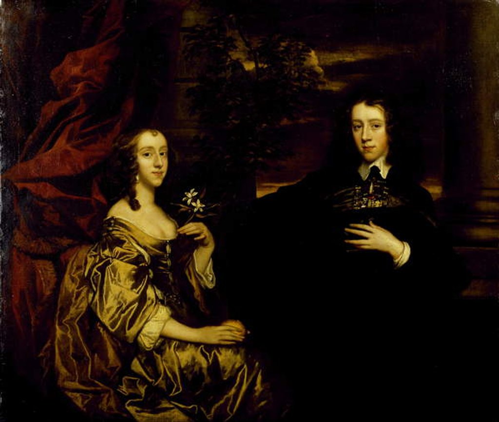 Detail of Portrait of a young gentleman and his wife, c.1655-58 by Peter Lely
