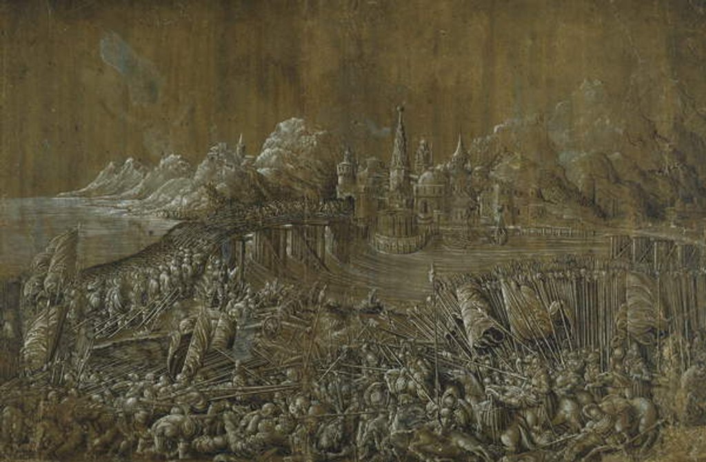 Detail of Landaknechten, Battle on a Bridge by Albrecht Altdorfer