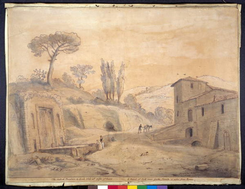 Detail of The Antique Fountain and Arch at Grottaferrata, Rome by Gaspar van Wittel