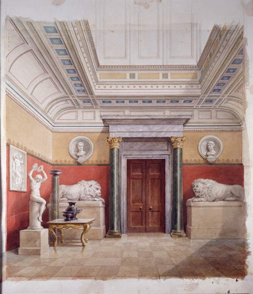 Detail of The Sculpture Gallery, north end, c.1870 by John Dibblee Crace