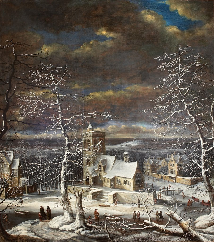Detail of A Village in Winter with Figures on the Ice by Gerard van Edema
