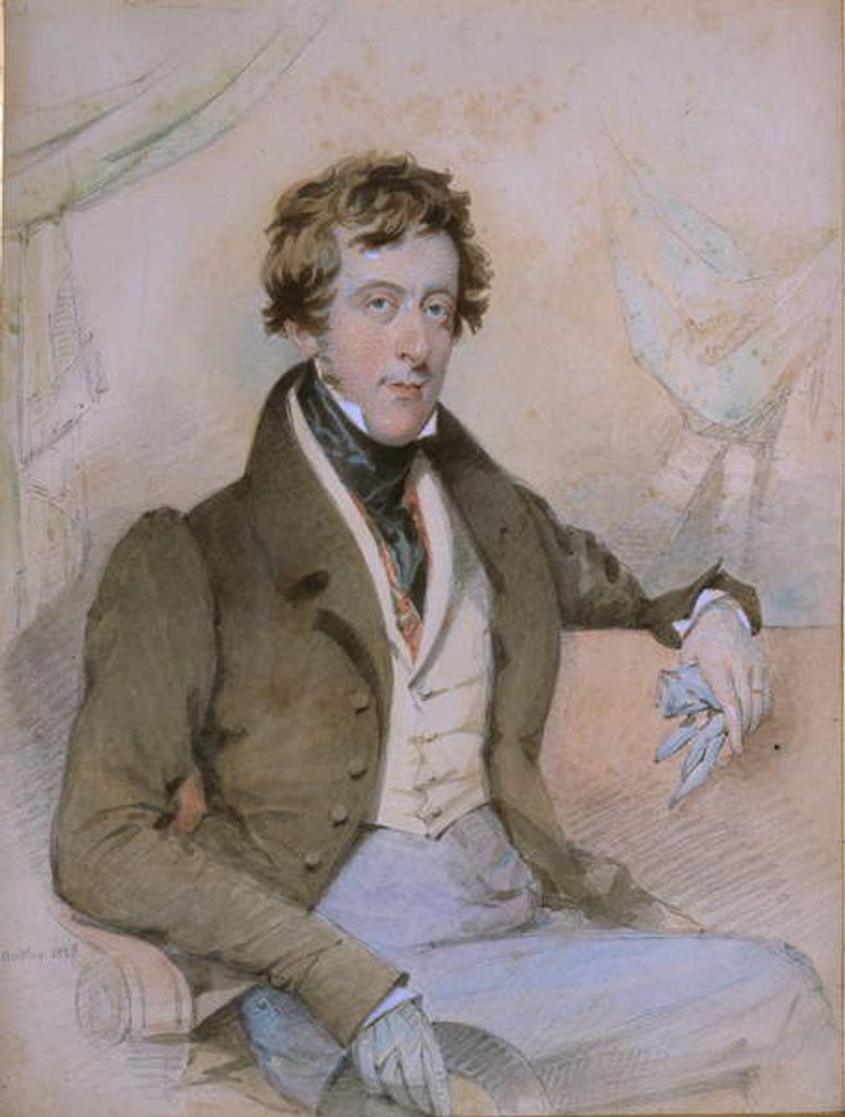 Detail of Portrait of William Spencer, 6th Duke of Devonshire, 1828 by Octavius Oakley