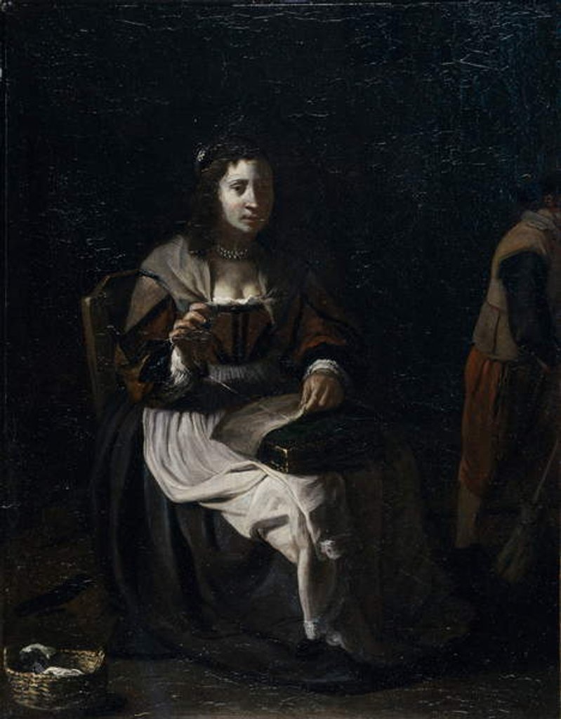 Detail of A woman sewing by Michael (attr. to) Sweerts