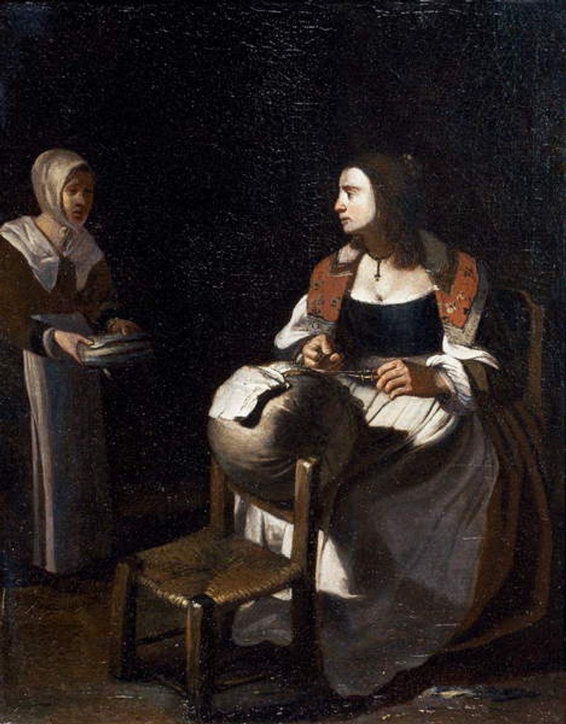 Detail of The pillow-lace maker by Michael (attr. to) Sweerts