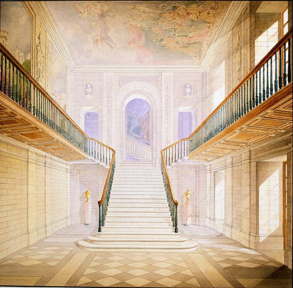 Detail of Design for a staircase in the Painted Hall, Chatsworth by Jeffry Wyatville