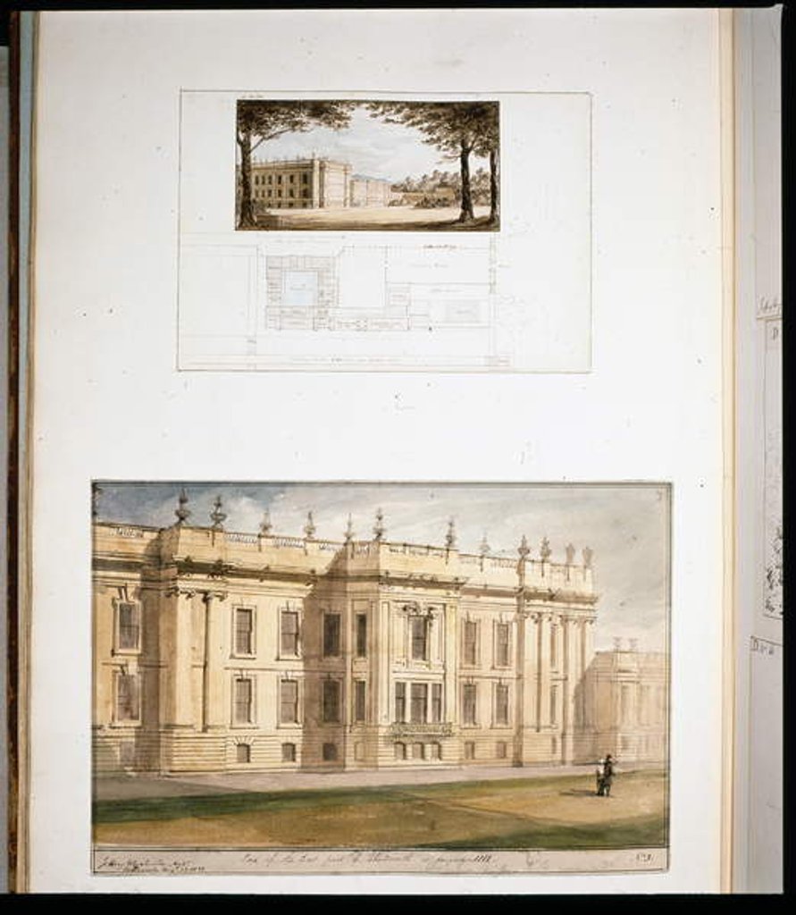 Detail of Designs for the East Elevation, Chatsworth House, 1838 by Jeffry Wyatville