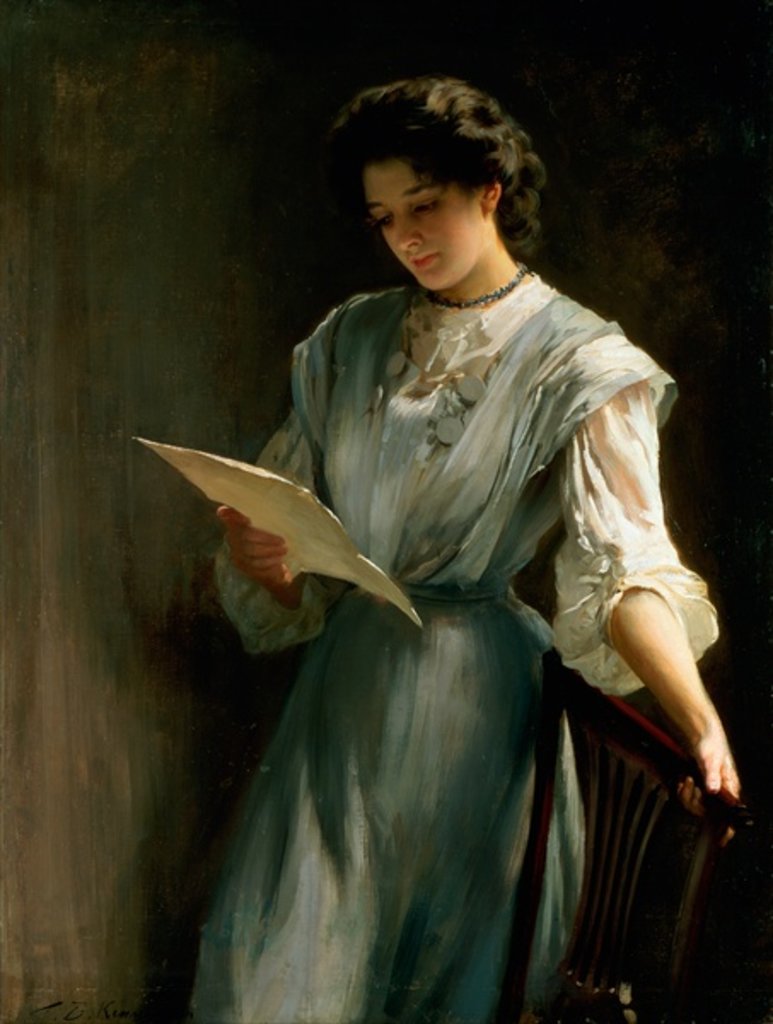 Detail of Reading the Letter by Thomas Benjamin Kennington