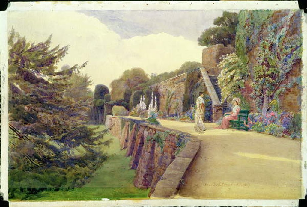 Detail of The Terrace at Berkeley Castle, Gloucestershire, 1887 by George Samuel Elgood