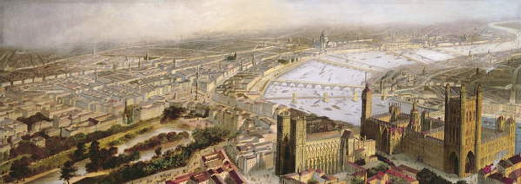 Detail of A Panoramic View of London from Westminster, c.1858 by English School