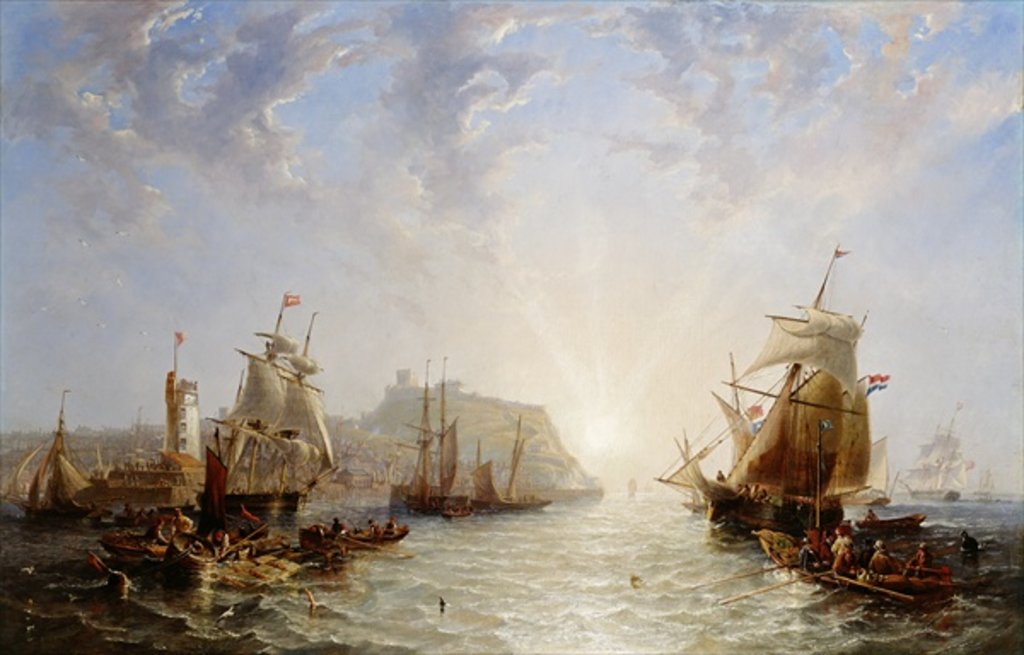 Detail of Shipping off Scarborough, 1845 by John Wilson Carmichael