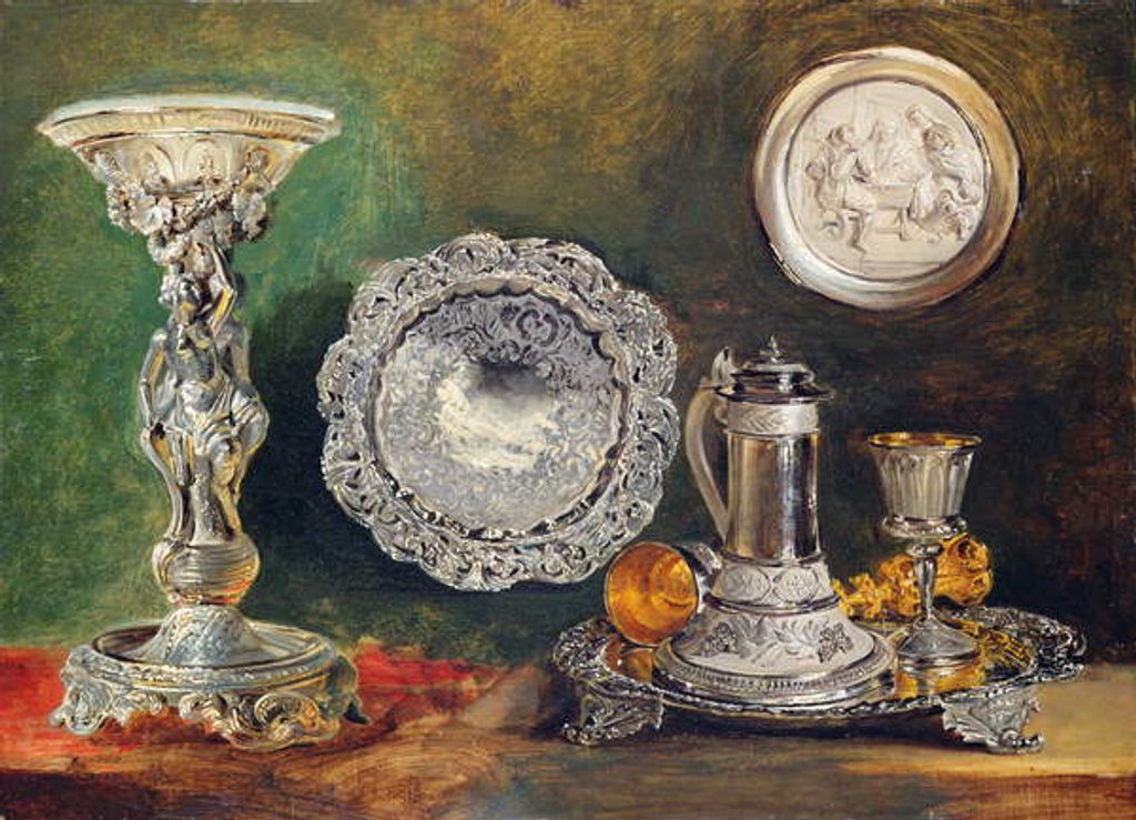 Detail of A Still Life of Silver, c.1833 by George Lance