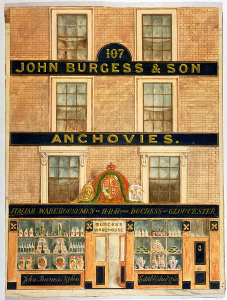 Detail of Facade of John Burgess & Son, Warehousemen to the Duchess of Gloucester by English School