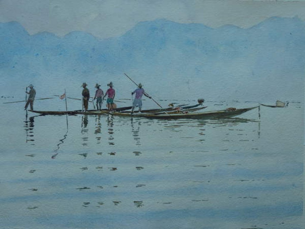 Detail of 923 Fishing at Inle Lake by Clive Wilson