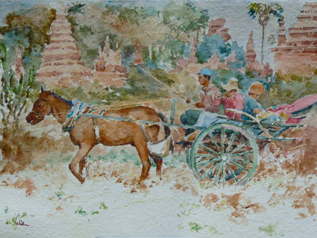 Detail of 924 A ride around the temples, Bagan by Clive Wilson