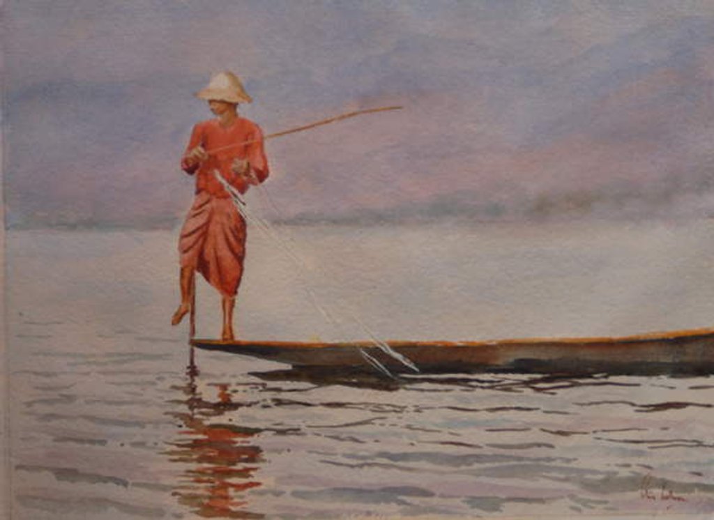 Detail of 936 Sunrise, laying the nets out by Clive Wilson