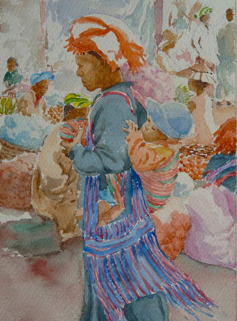Detail of 940 Nampan market, clinging to mother by Clive Wilson