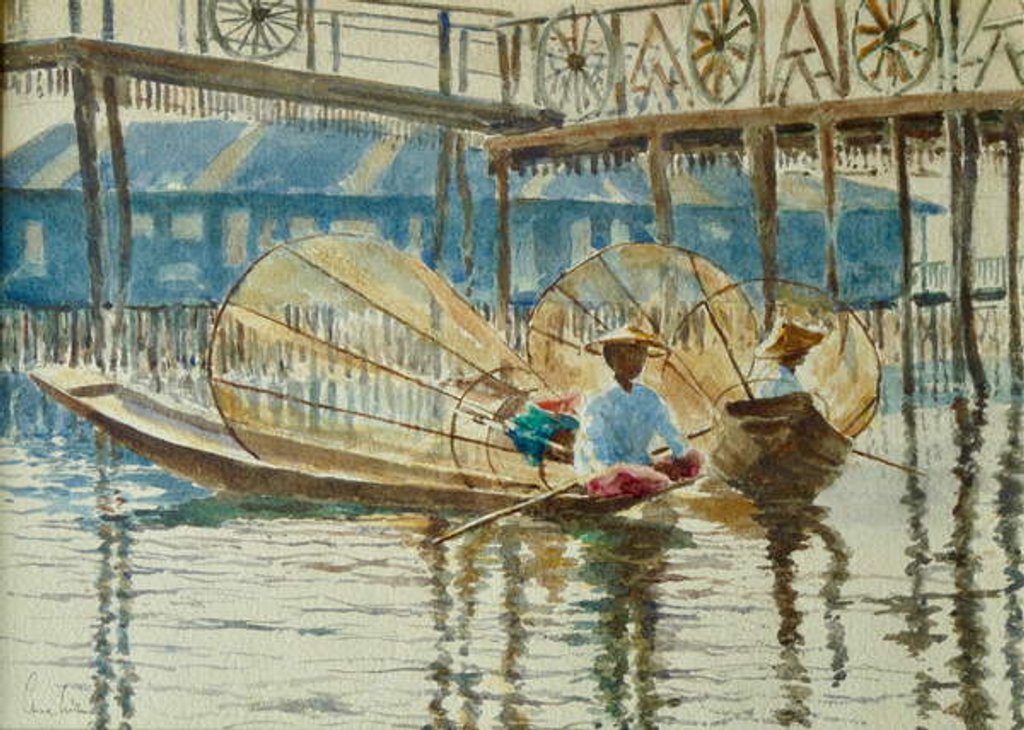 Detail of 977 Legrowers at rest, Inle Lake by Clive Wilson