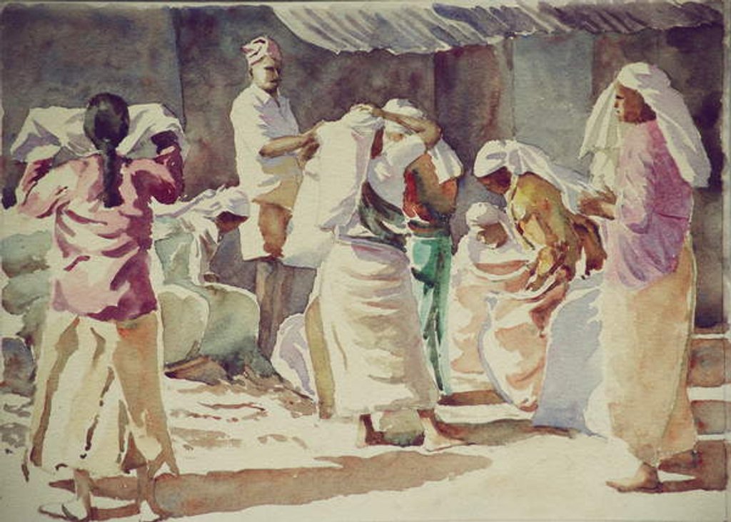 Detail of 750 Tea pickers off-loading by Clive Wilson