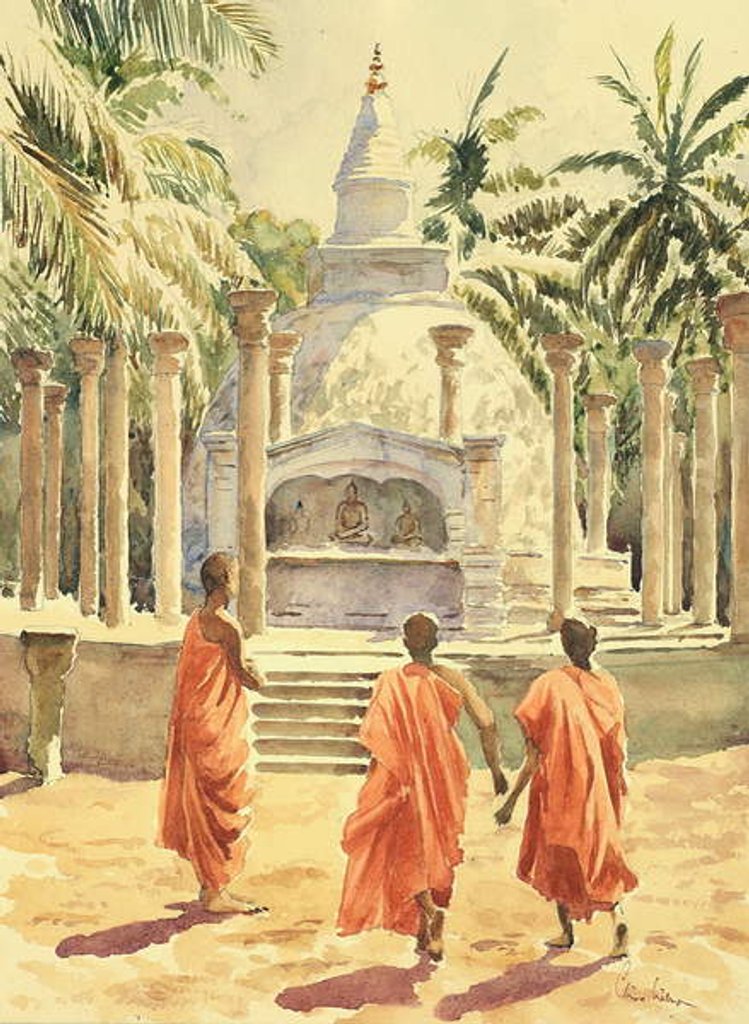Detail of 761 Boy monks visit Mihintale by Clive Wilson
