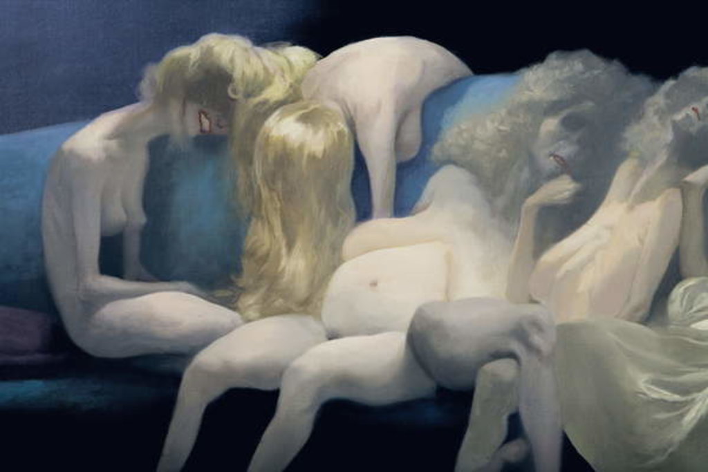 Detail of The Young Bride and the Dead Wives, detail by Daniel Cacouault