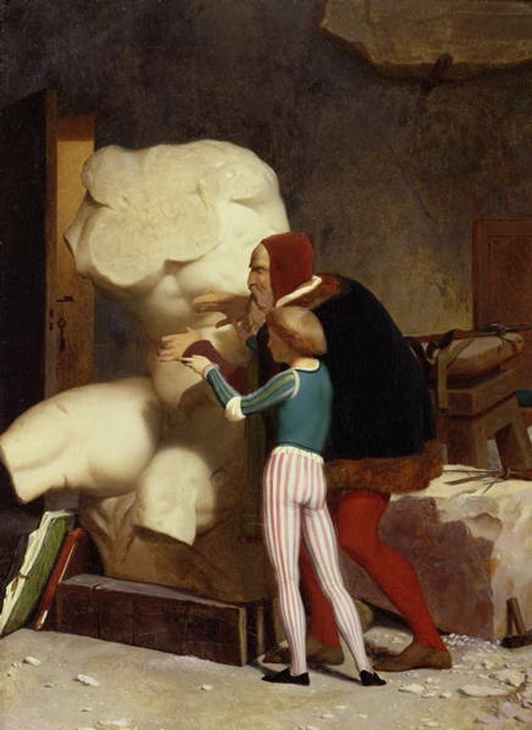 Detail of Michelangelo Showing a Student the Belvedere Torso, 1849 by Jean Leon Gerome