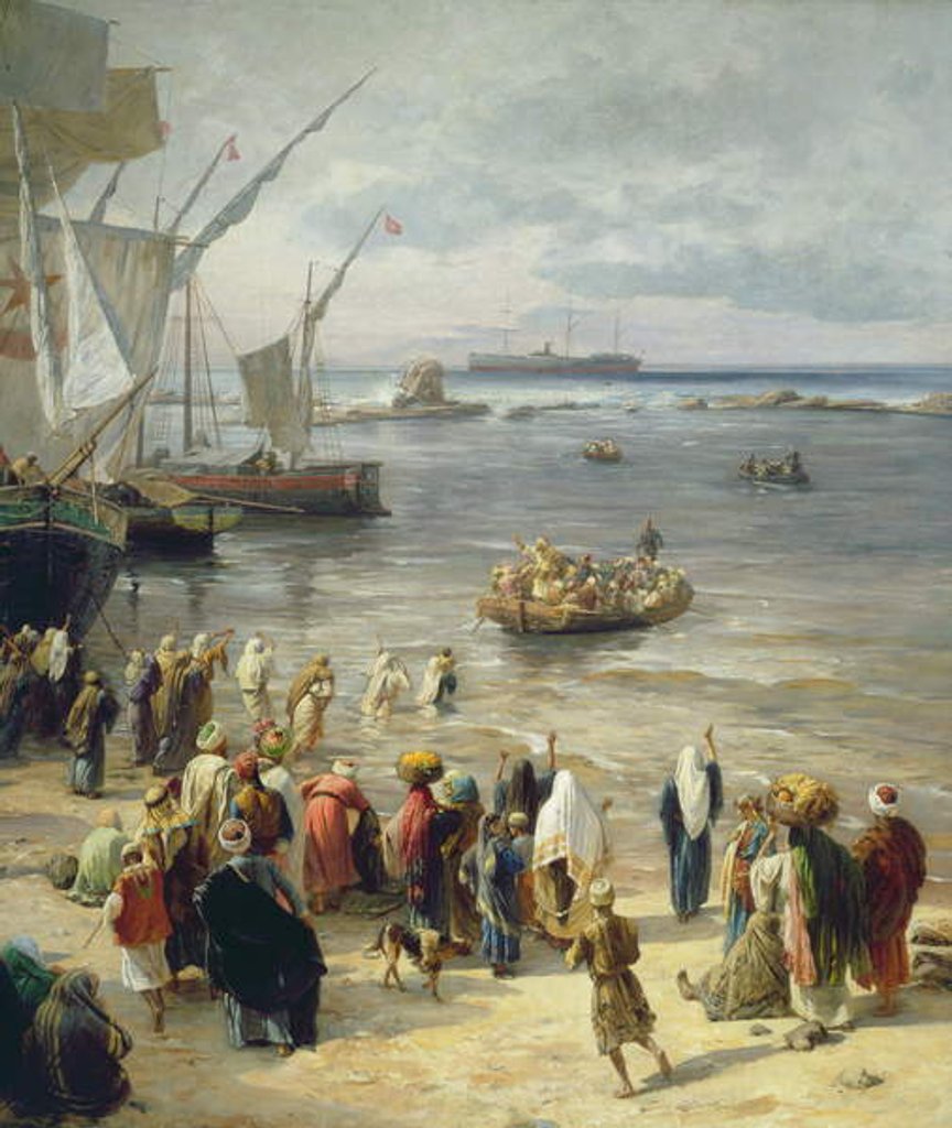 Detail of Jaffa, Recruiting of Turkish Soldiers in Palestine, 1888 by Gustave Bauernfeind