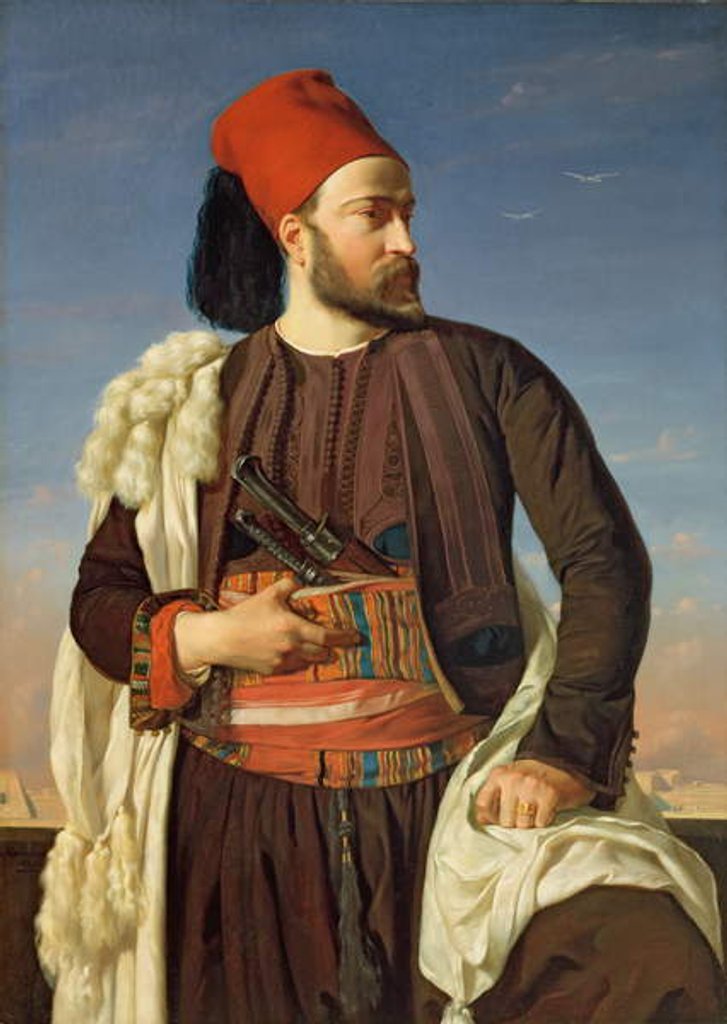 Detail of Portrait of Leconte de Floris in the uniform of the Egyptian Army, 1840 by Francois Leon Benouville