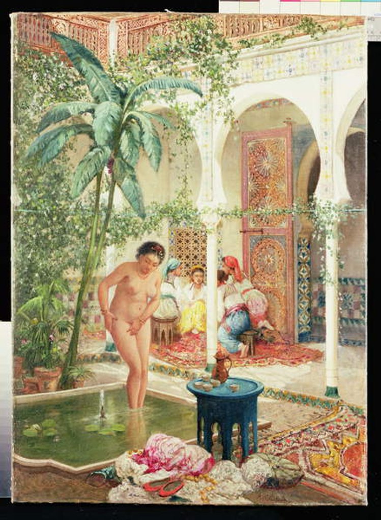 Detail of Women of the Harem at the Poolside by Marc-Alfred Chataud