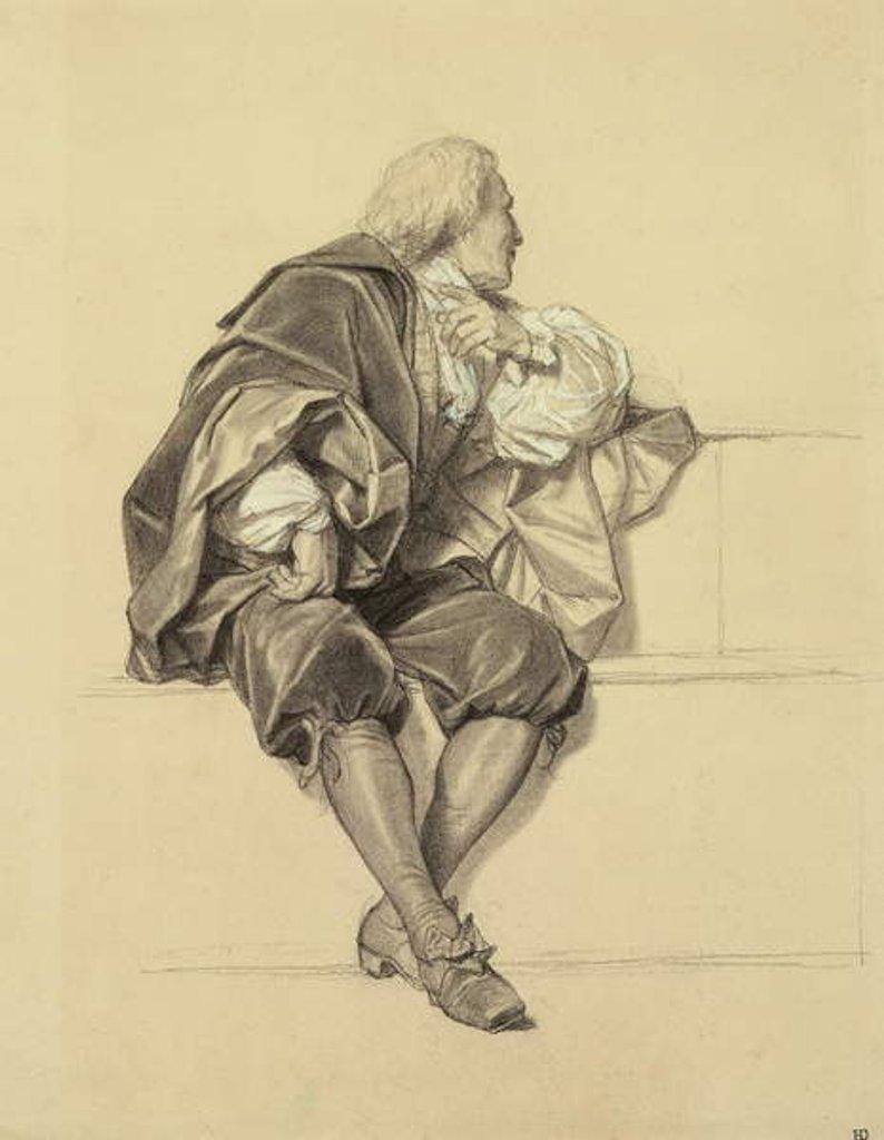 Detail of Study for the Portrait of Pierre Puget in the Hemicycle at the Ecole des Beaux Arts by Hippolyte Delaroche