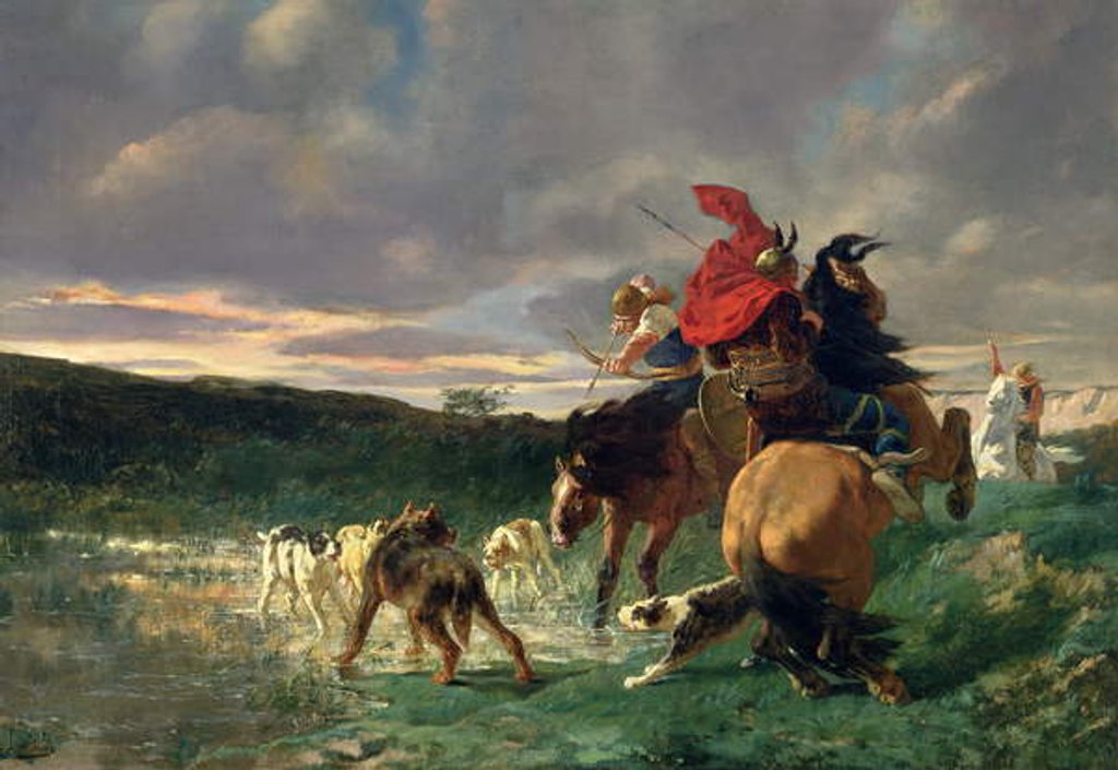 Detail of Merovingians attacking a Wild Dog by Evariste Vital Luminais