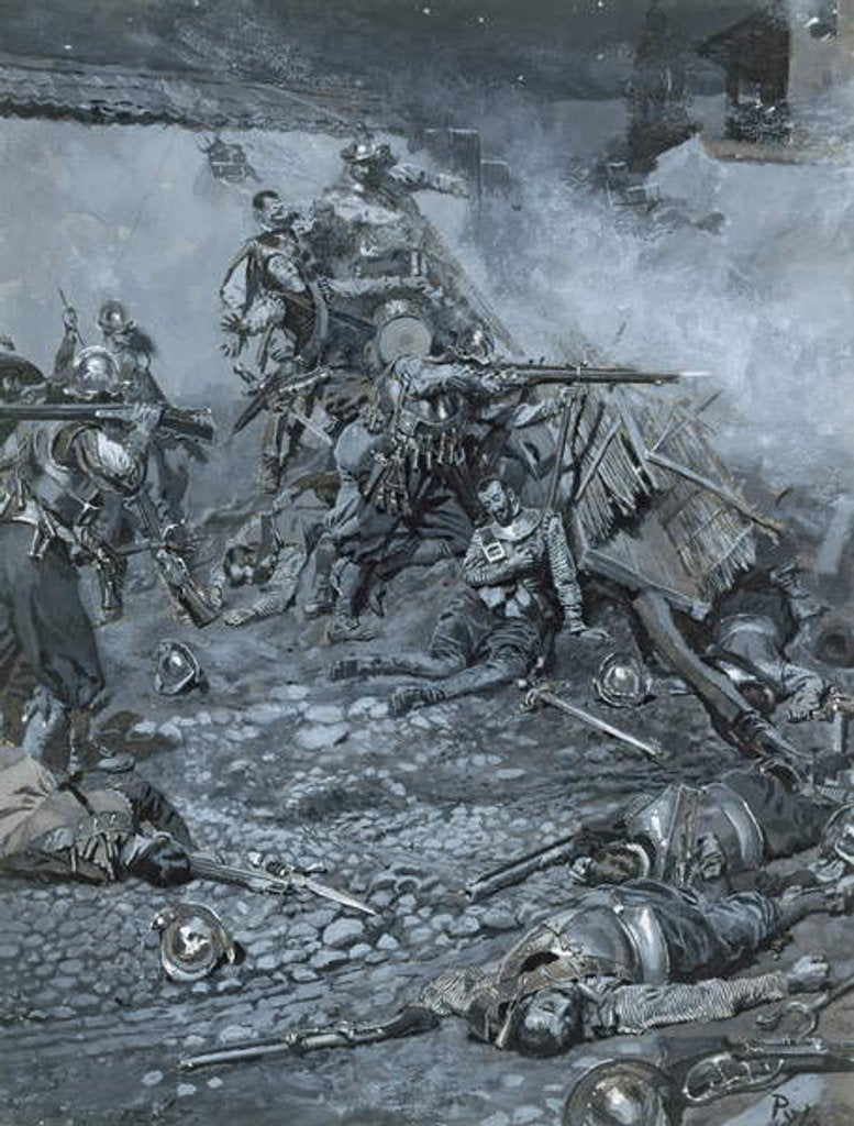 Detail of Drake's Attack upon St. Domingo in 1585 by Howard Pyle