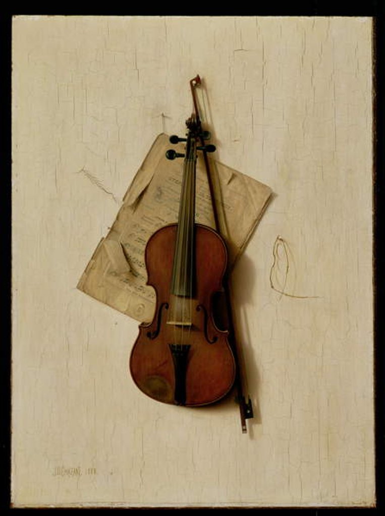 Detail of The Old Violin, 1888 by Jefferson David Chalfant