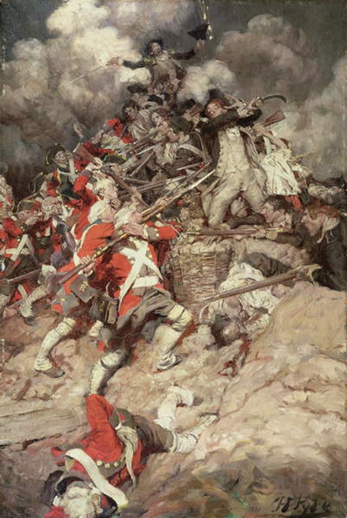 Detail of They Scrambled up the Parapet and Went Over the Top, Pell Mell, Upon the British, or The Battle of Yorktown by Howard Pyle