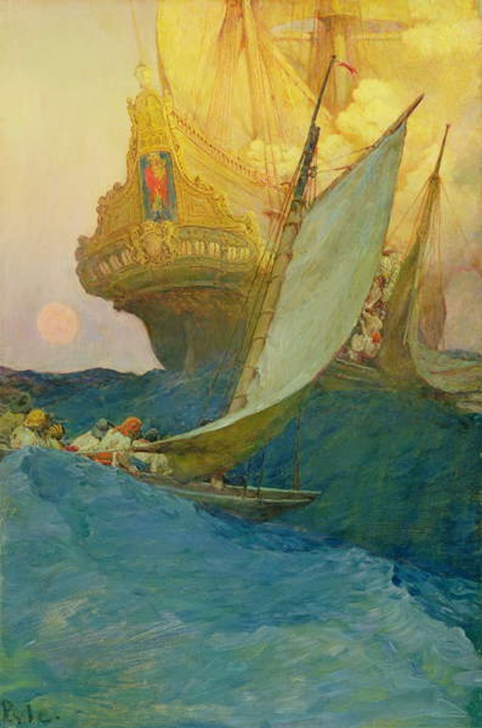 Detail of An Attack on a Galleon, 1905 by Howard Pyle