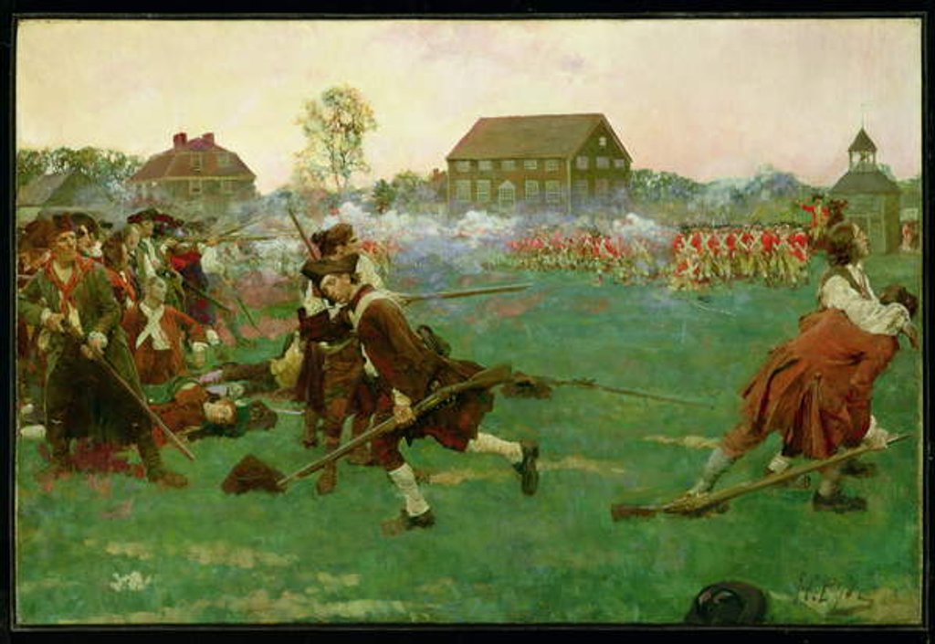 Detail of The Fight on Lexington Common, April 19, 1775 by Howard Pyle