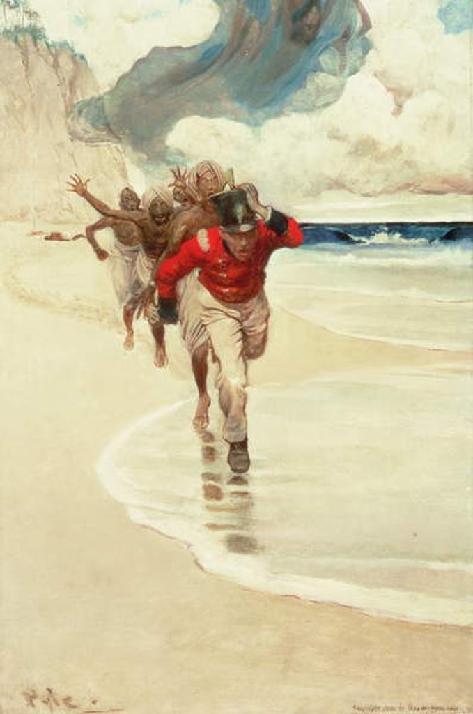 Detail of We Started to Run Back to the Raft for our Lives by Howard Pyle
