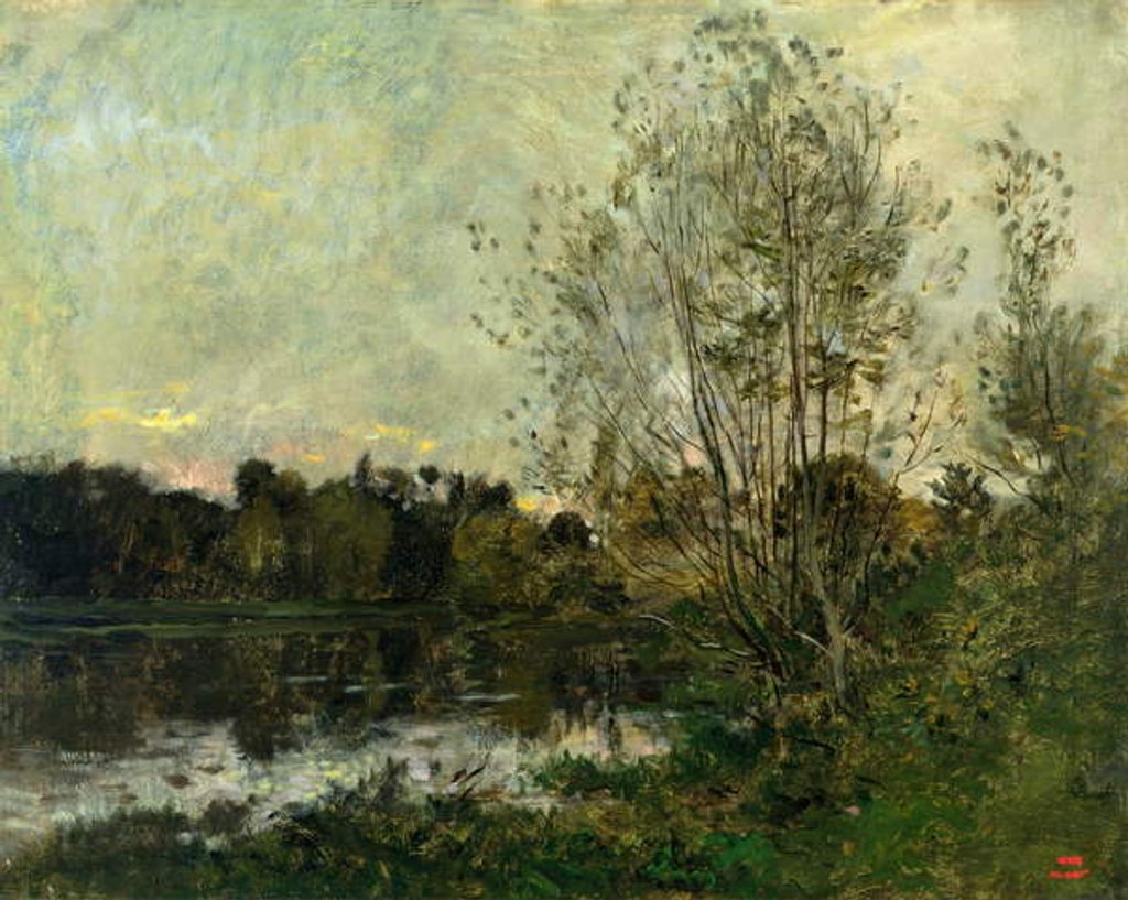 Detail of A Lake in the Woods at Dusk, c.1865 by Charles Francois Daubigny